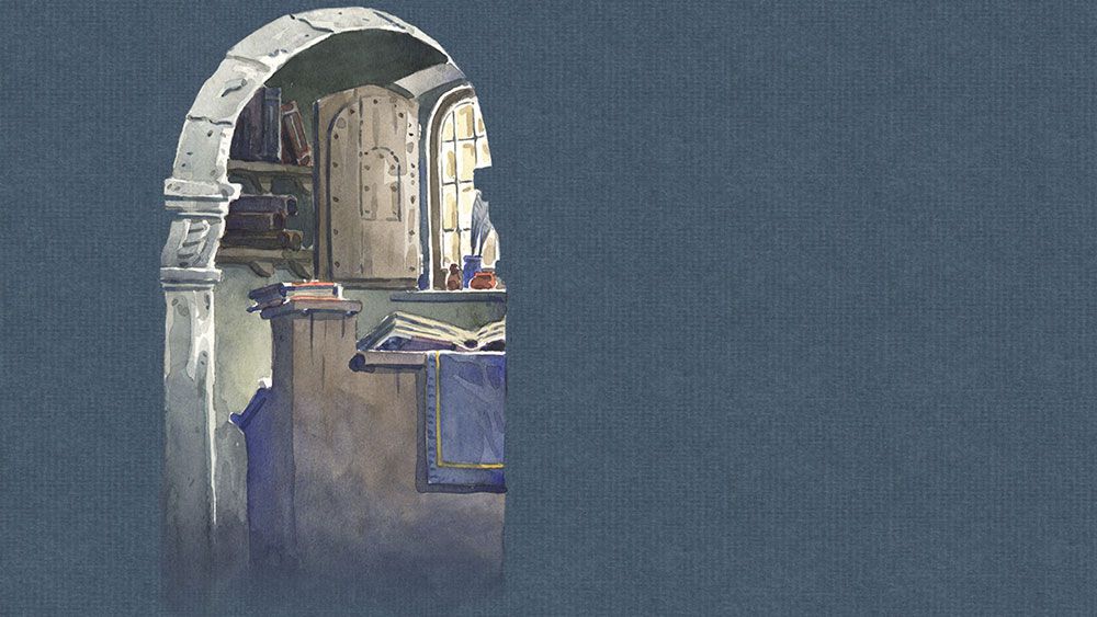 watercolor background for a fantasy webcomic written by josh tierney